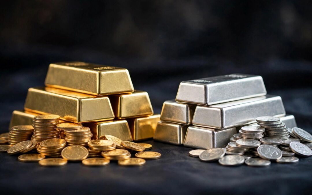 Gold and silver bullion bars and coins